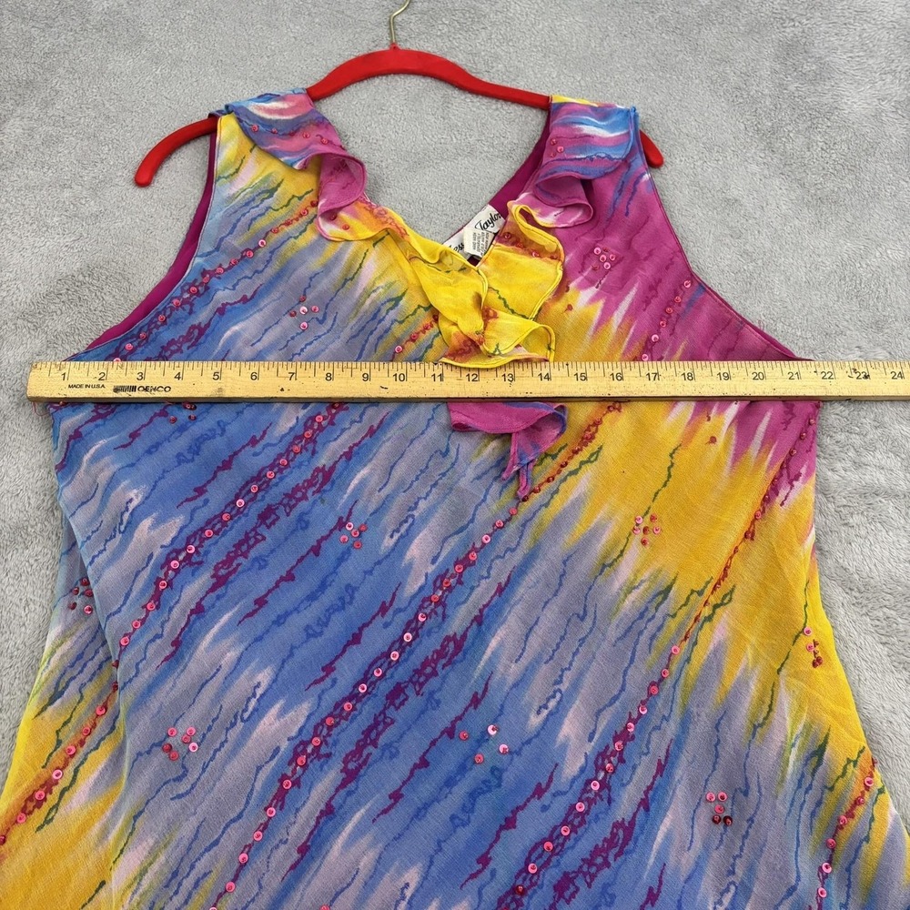 VTG Y2K Jessica Taylor Sequin Ruffle Hem Shift Dress Womens 2X Multicolor‎ Fairy - Picture 10 of 15